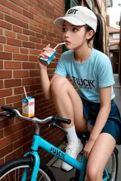自転車停めて、街角でジュースのひととき