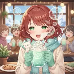 冬のカフェで夢見る少女の甘い時間