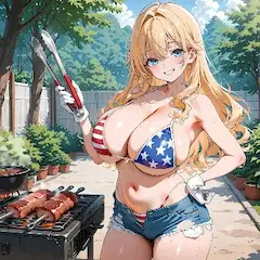 星条旗ビキニの夏BBQ