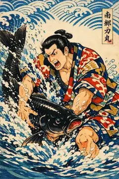 鯉を捕る人