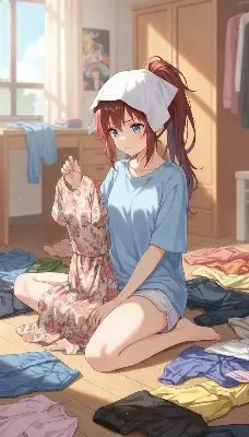 陽だまりの部屋で、服選びの午後