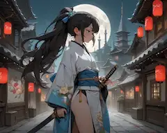 月夜の城下町
