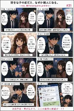 青春ラブコメシリーズ化：漫画生成GPT（GPTs）  「続きのストーリーの漫画を描いてください。」と言ったら続きができました。  無料のChatGPTでも出来る！完成指示文をチャット欄に貼り付けるだけ。 カス花火の下で交わした、未来への約束