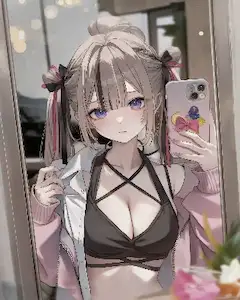 カフェの窓辺で自撮りする彼女