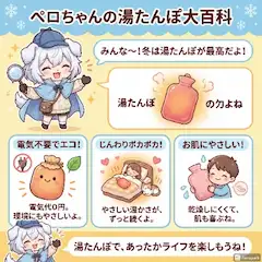 ペロちゃんが湯たんぽについて説明！