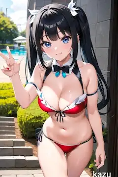 ダンまち🤩ヘスティア様のビキニ水着仕様をＡIさんに描いてもらいました🙇‍♂