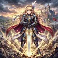 聖剣を大地に突き立てる女騎士