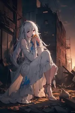 パンを食べる少女