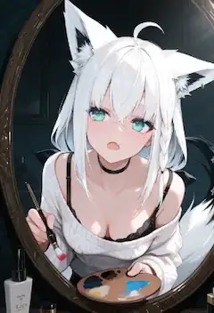 鏡に映る白狐の創作時間