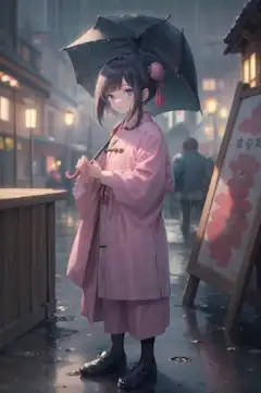 傘を差したうちの娘たち（カンフーロリ少女）