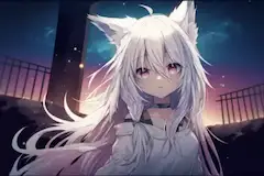 白い狼耳の子