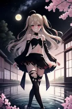 夜桜咲く都