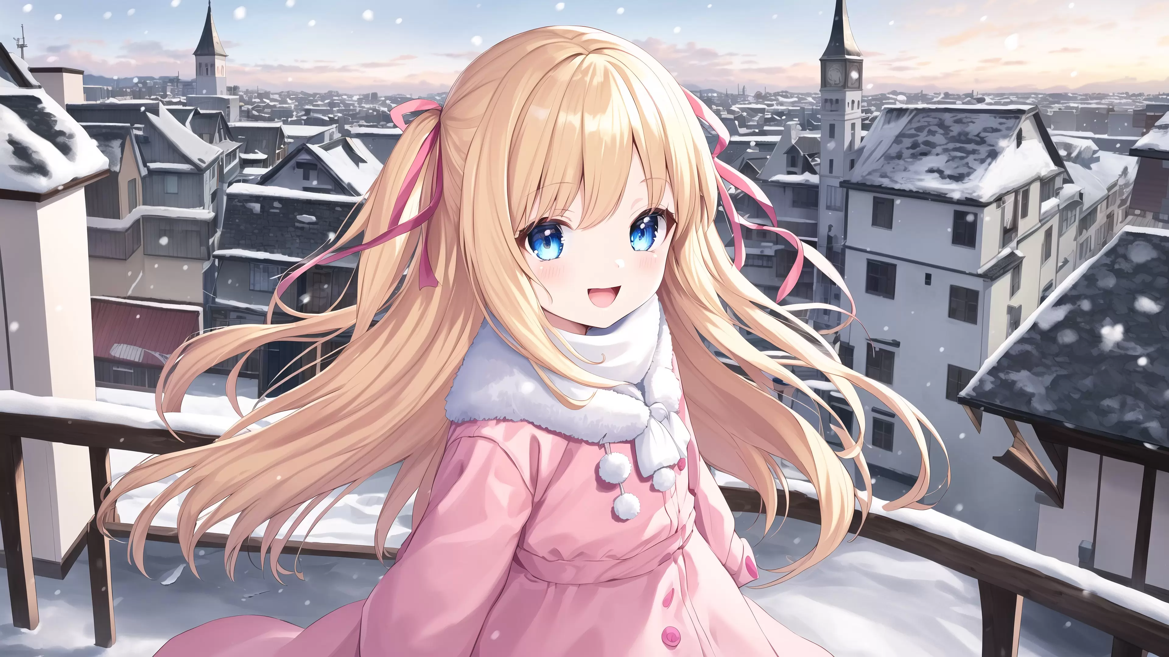 4k Wallpaper Blond Girl Wallpapers Snow City Aipictors