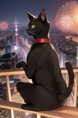 黒猫とタワー