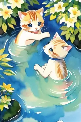 水辺のネコ