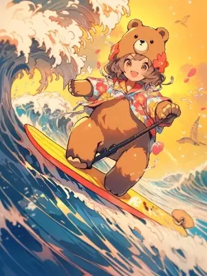 熊サーフィン