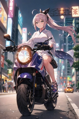 和装の彼女とバイク３