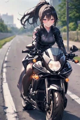 和装の彼女とバイク２