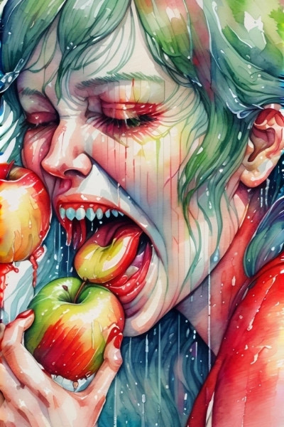 リンゴを食す