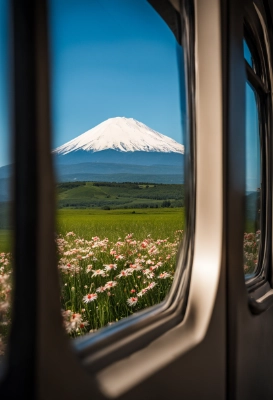 富士山が見える車窓