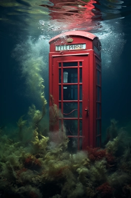 水没した電話ボックス