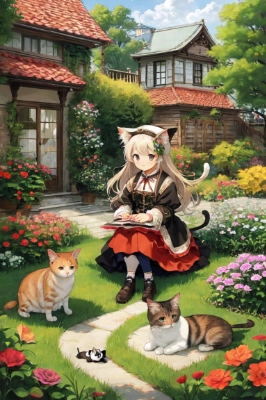 箱庭の少女と2匹の猫