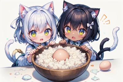 猫と卵。