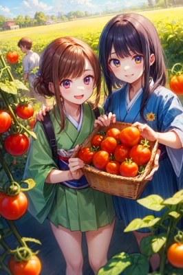 みんなでトマトを収穫しよう！！（14枚）レトロモダン街シリーズ・その34