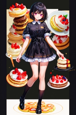 ショートケーキと黒髪セミロング少女♥（38枚）