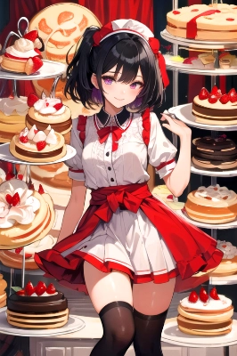 ショートケーキと黒髪ツインテール少女♥（14枚）