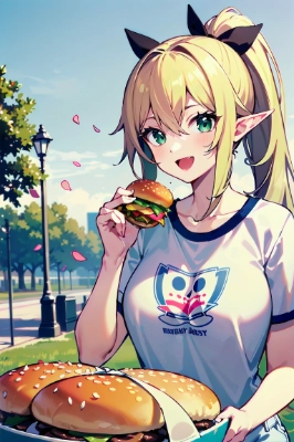 食べ歩きエルフ・アメリカンサイズハンバーガー