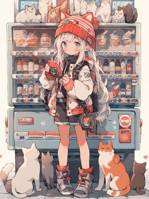 自動販売機、猫マシマシで。