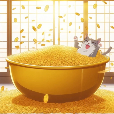 猫に小判風呂