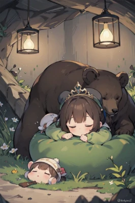 熊と一緒に冬眠する精霊⛰️