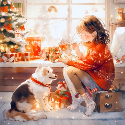 愛犬とのクリスマス