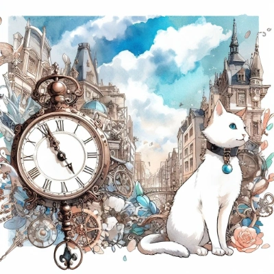 時計と白猫と廃墟の街