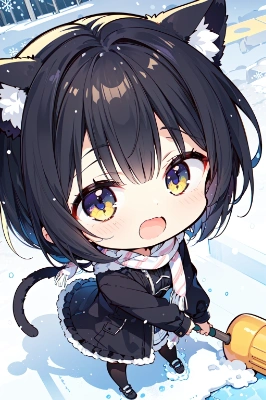 雪かきのおてつだい ～黒猫ちゃん～