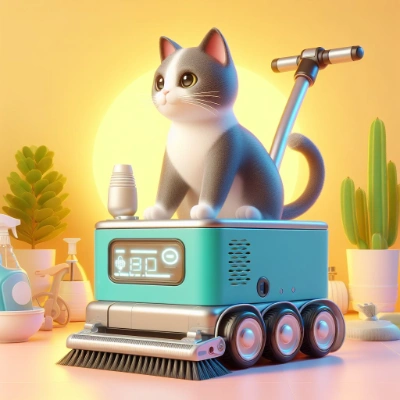 お掃除ロボットに乗っている猫