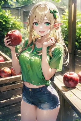 食べ歩きエルフ・リンゴの収穫