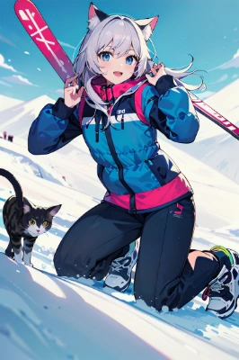 猫ちゃんをスキーに連れてって