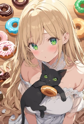 黒猫とドーナツ