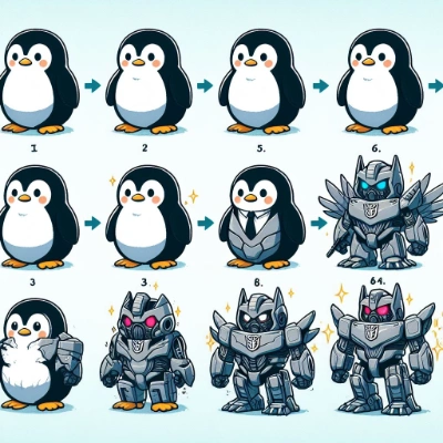 ロボットに変形するペンギン