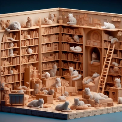 猫ハウスと化した図書館