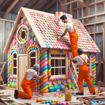 お菓子の家を建築中