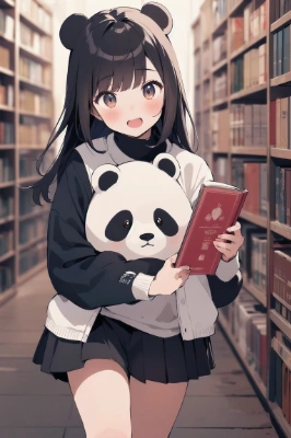 図書館ではパンダの顔を外してください
