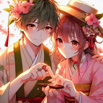 桜と和服の恋人♥(20枚)