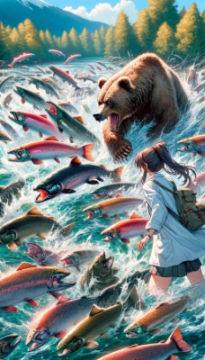 北海道には鮭飛び出し注意の看板が