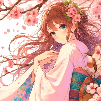 桜とロング髪な女の子♥(6枚)