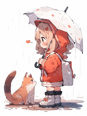 猫と傘。