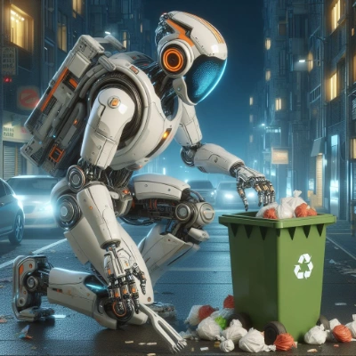 ゴミを回収する人型ロボット